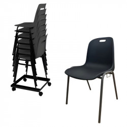 Lot de 30 chaises empilables Emma + 2 chariots Grey Edition®