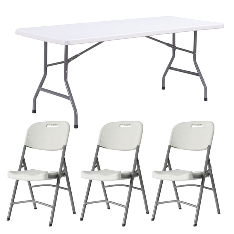 Lot 10 tables pliantes blanches + 60 chaises en polypro