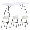 Lot 10 tables pliantes blanches + 60 chaises en polypro