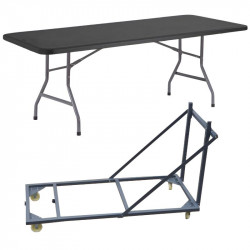 Lot 10 tables polypro pliantes + 1 chariot Grey Edition®