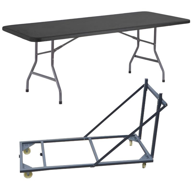 Lot 20 tables pliantes grises + 1 chariot Grey Edition®