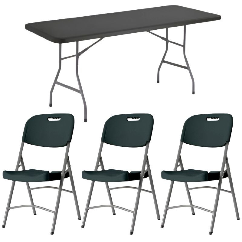 Lot de tables pliantes grises + chaises pliantes grises Grey Edition®